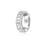 Engraved Motif Polished Finish Standard Fit 6-7 mm Wedding Band in White Gold