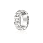 Engraved Motif Polished Finish Standard Fit 8-9 mm Wedding Band in Platinum