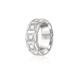 Engraved Motif Polished Finish Standard Fit 8-9 mm Wedding Band in Platinum