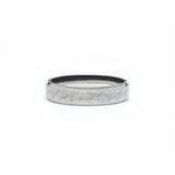 Hammered Finish Bevelled Edge 4-5 mm Wedding Band in White Gold