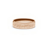 Hammered Finish Bevelled Edge 6-7 mm Wedding Band in Rose Gold