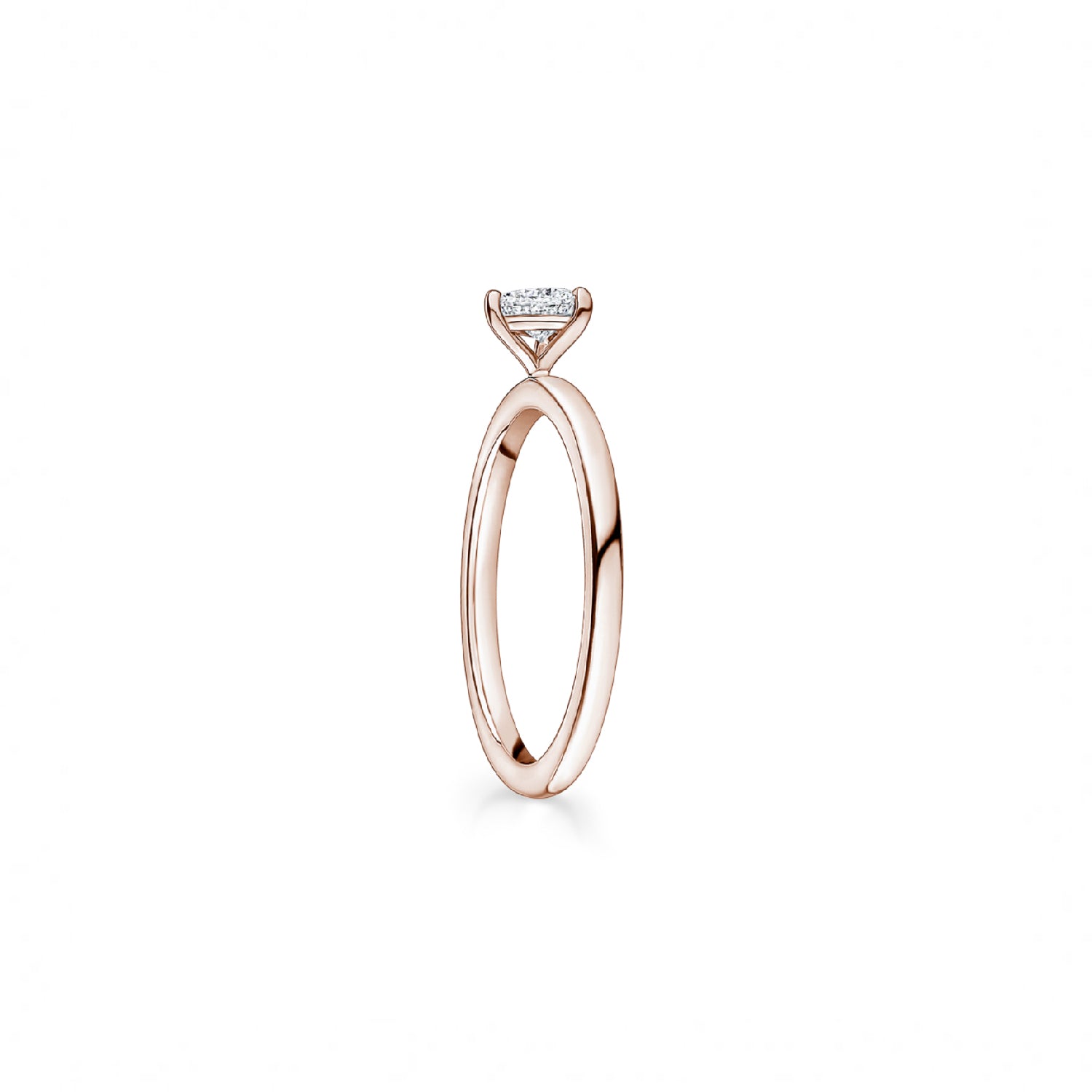Heart-Shaped Diamond Solitaire Engagement Ring in Rose Gold Side View 