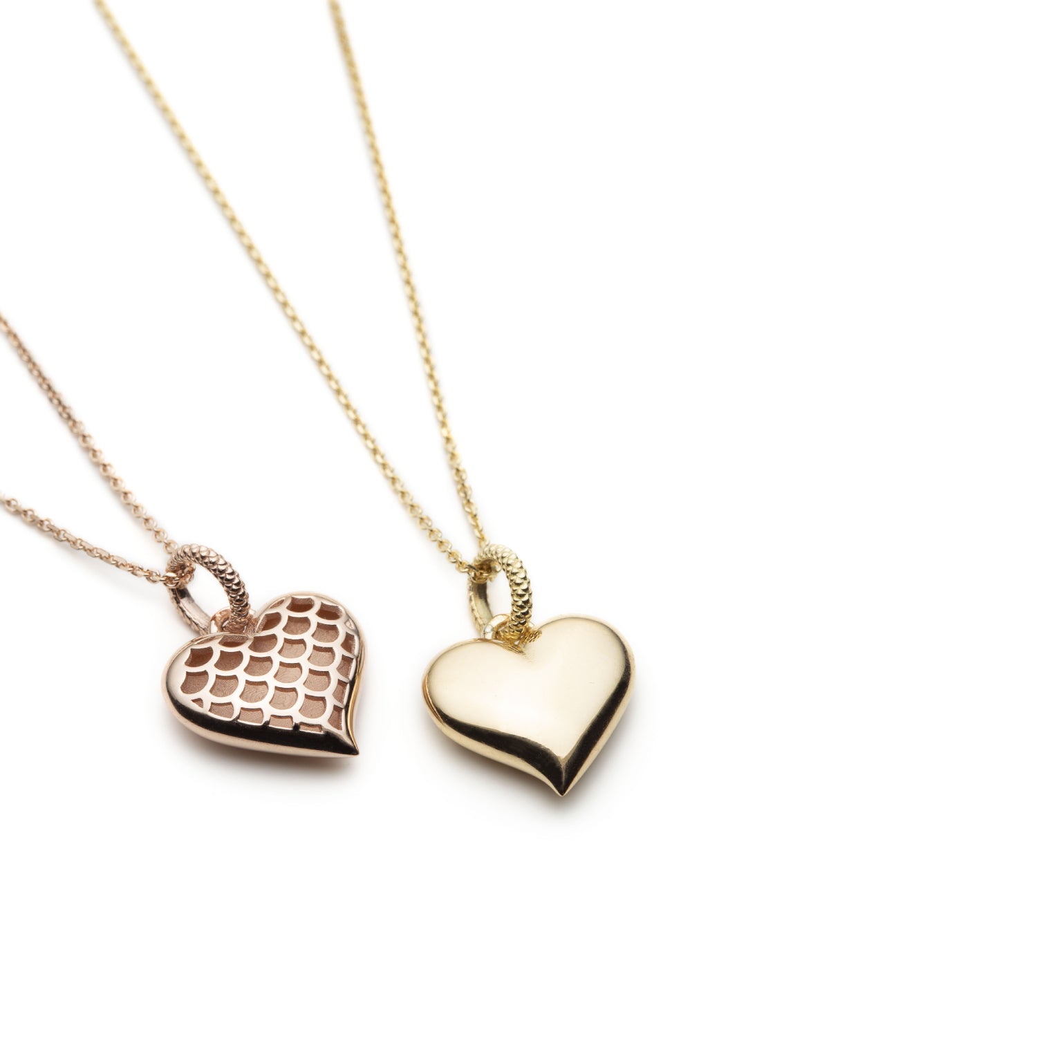 Heart of Mermaid Scale Motif Pendants