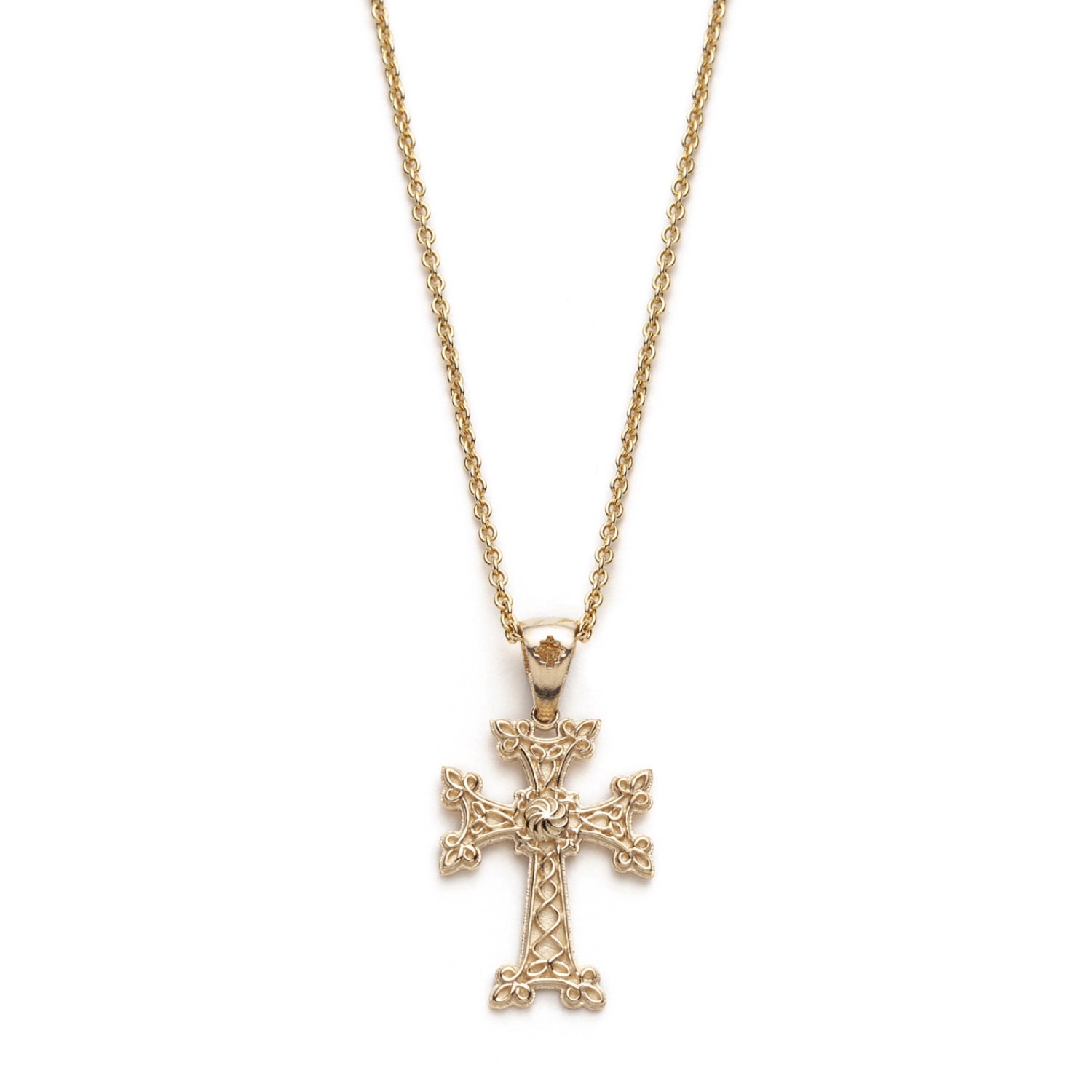 "Khachkar" Armenian Cross Pendant in Yellow Gold