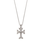 "Khachkar" Armenian Cross Pendant with Centre Diamond in White Gold