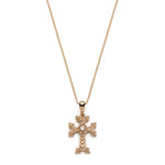 "Khachkar" Armenian Cross Mini Pendant with Centre Diamond in Yellow Gold