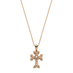 "Khachkar" Armenian Cross Mini Pendant with Centre Diamond in Yellow Gold