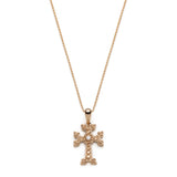 "Khachkar" Armenian Cross Mini Pendant with Centre Diamond in Yellow Gold