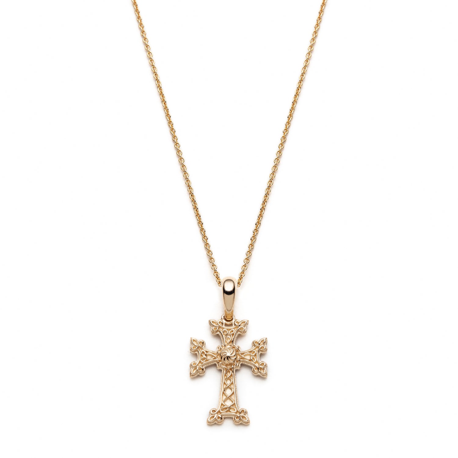 "Khachkar" Armenian Cross Mini Pendant in Yellow Gold