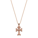 "Khachkar" Armenian Cross Mini Pendant with Centre Diamond in Rose Gold