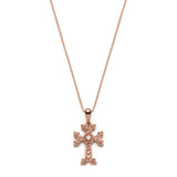 "Khachkar" Armenian Cross Mini Pendant with Centre Diamond in Rose Gold