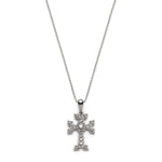 "Khachkar" Armenian Cross Mini Pendant with Centre Diamond in White Gold