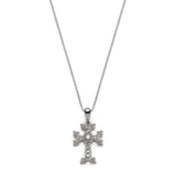 "Khachkar" Armenian Cross Mini Pendant with Centre Diamond in White Gold
