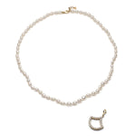 Large Lepi Lab-Grown Diamond Pavé Mermaid Scale Motif Pearl Necklace with a Detached Pendant