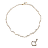 Large Lepi Lab-Grown Diamond Pavé Mermaid Scale Motif Pearl Necklace with a Detached Pendant