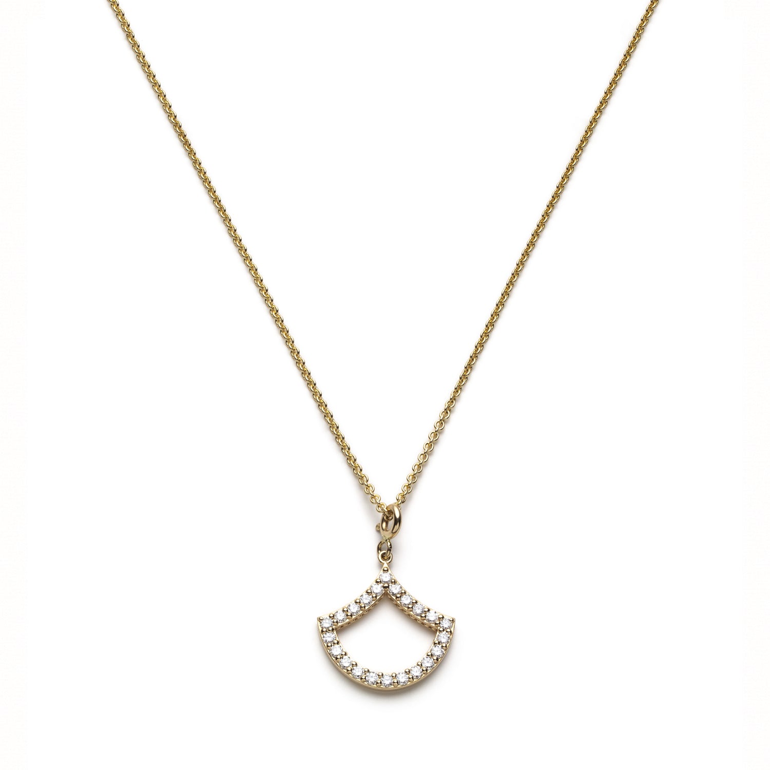 Large Lepi Lab-Grown Diamond Pavé Mermaid Scale Motif Pendant in Yellow Gold