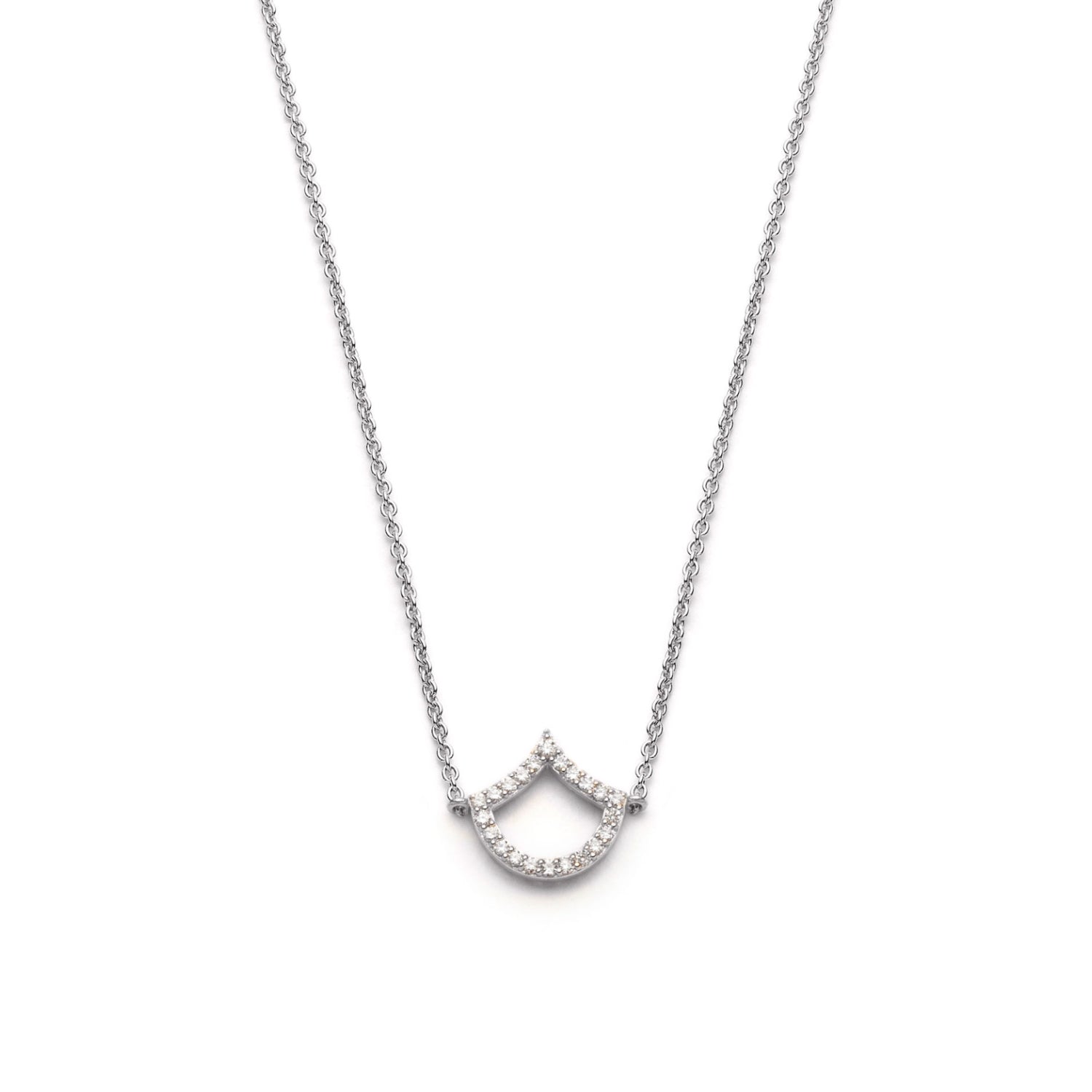 Lepi Diamond Pavé Mermaid Scale Motif Necklace in White Gold