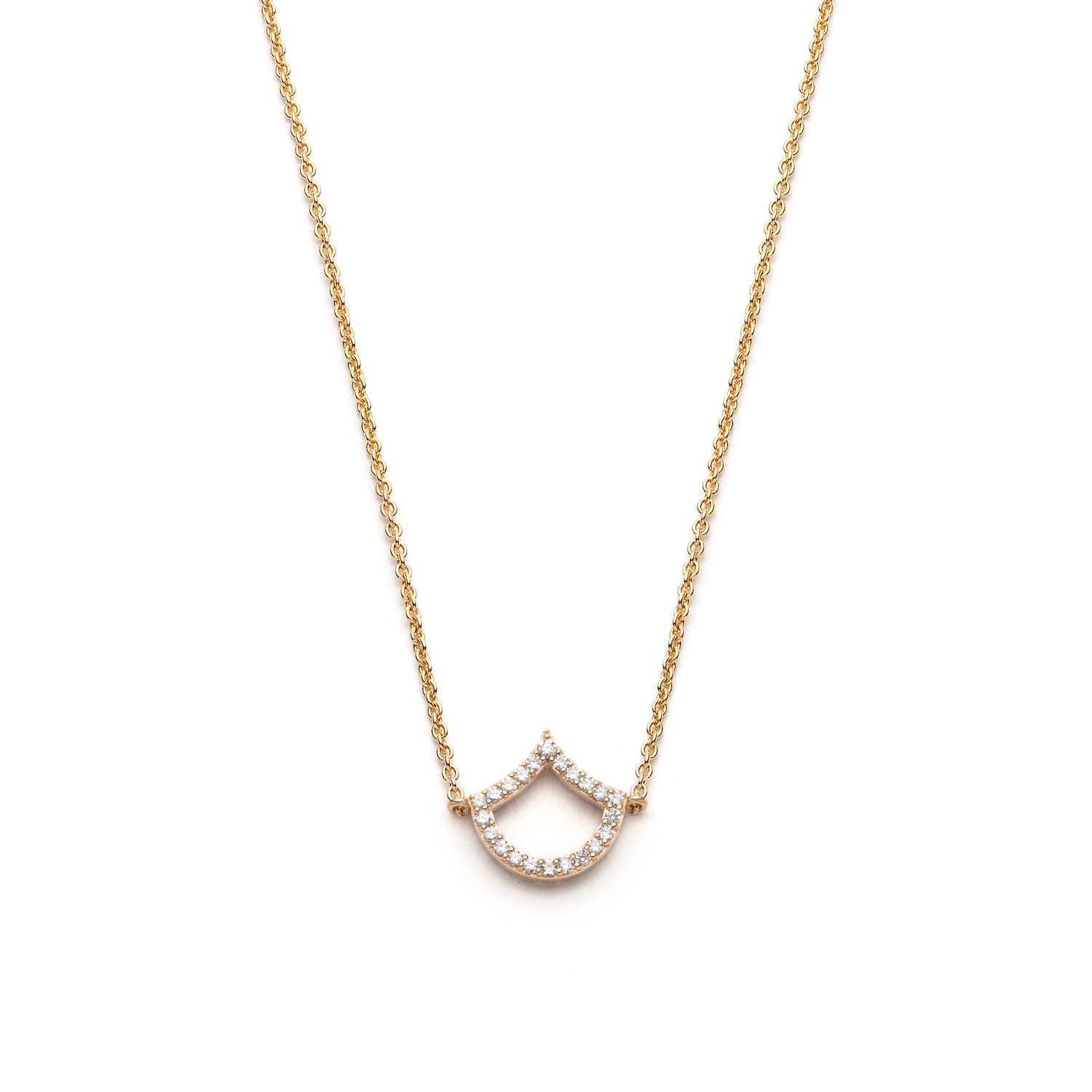 Lepi Diamond Pavé Mermaid Scale Motif Necklace in Yellow Gold