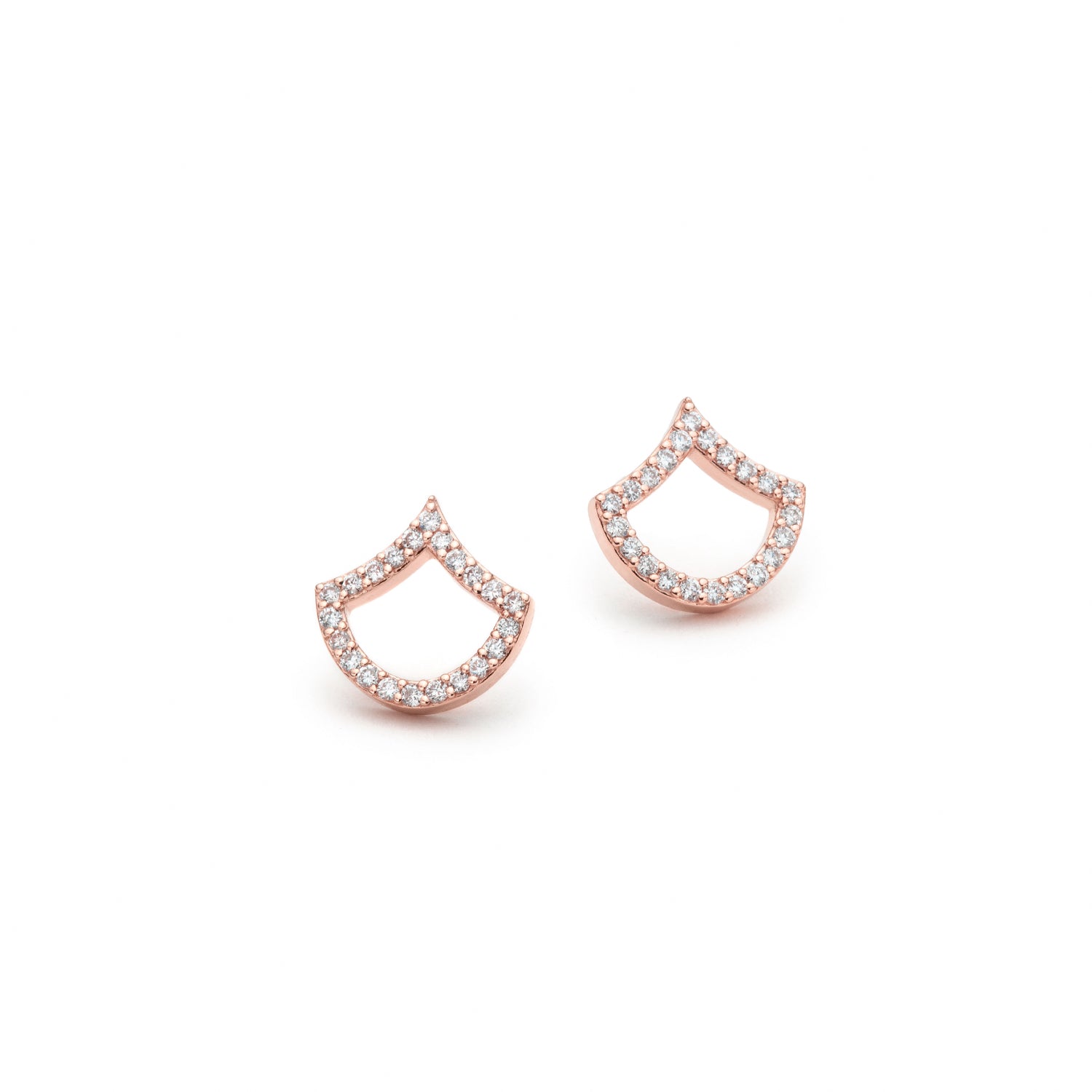Lepi Mermaid Scale Motif Diamond Pavé Stud Earrings in Rose Gold