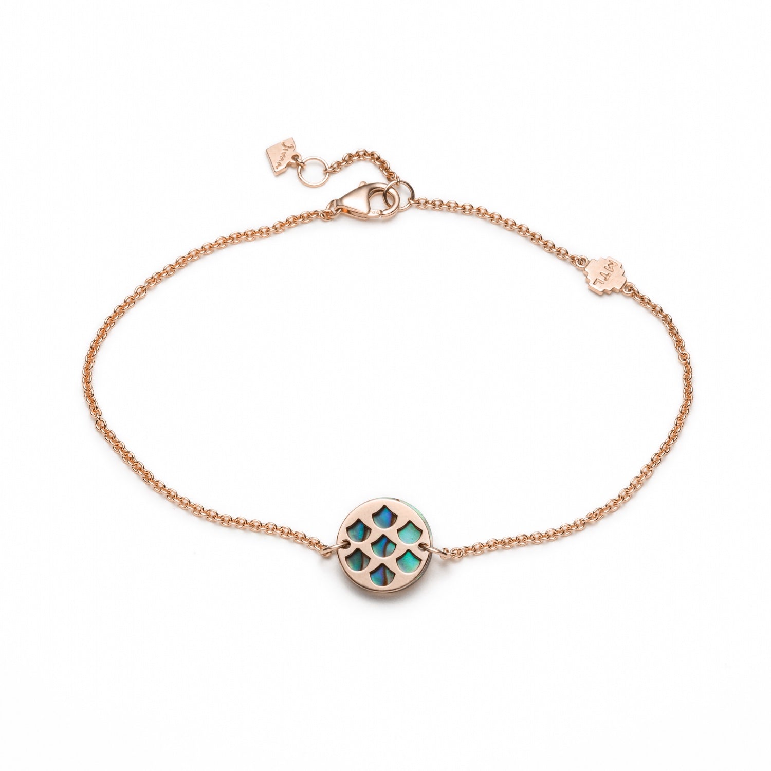 Lepi Mermaid Scale Motif Mother of Pearl Reversible Bracelet in Rose Gold Back View