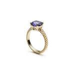 Lepia Cushion-Shaped Blue Tanzanite Ring Side View