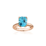 Lepia Cushion Swiss Blue Topaz Ring in Rose Gold