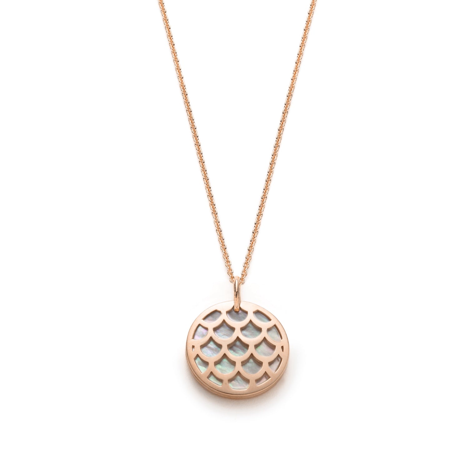 Lepia Double-Sided Mermaid Scales Motif Pendant in Rose Gold