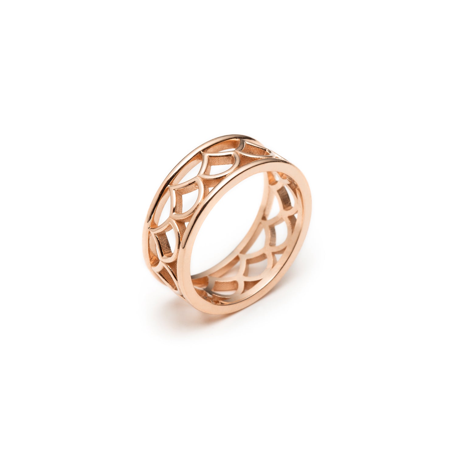 Lepia Mermaid Scale Motif Band in Rose Gold Side View