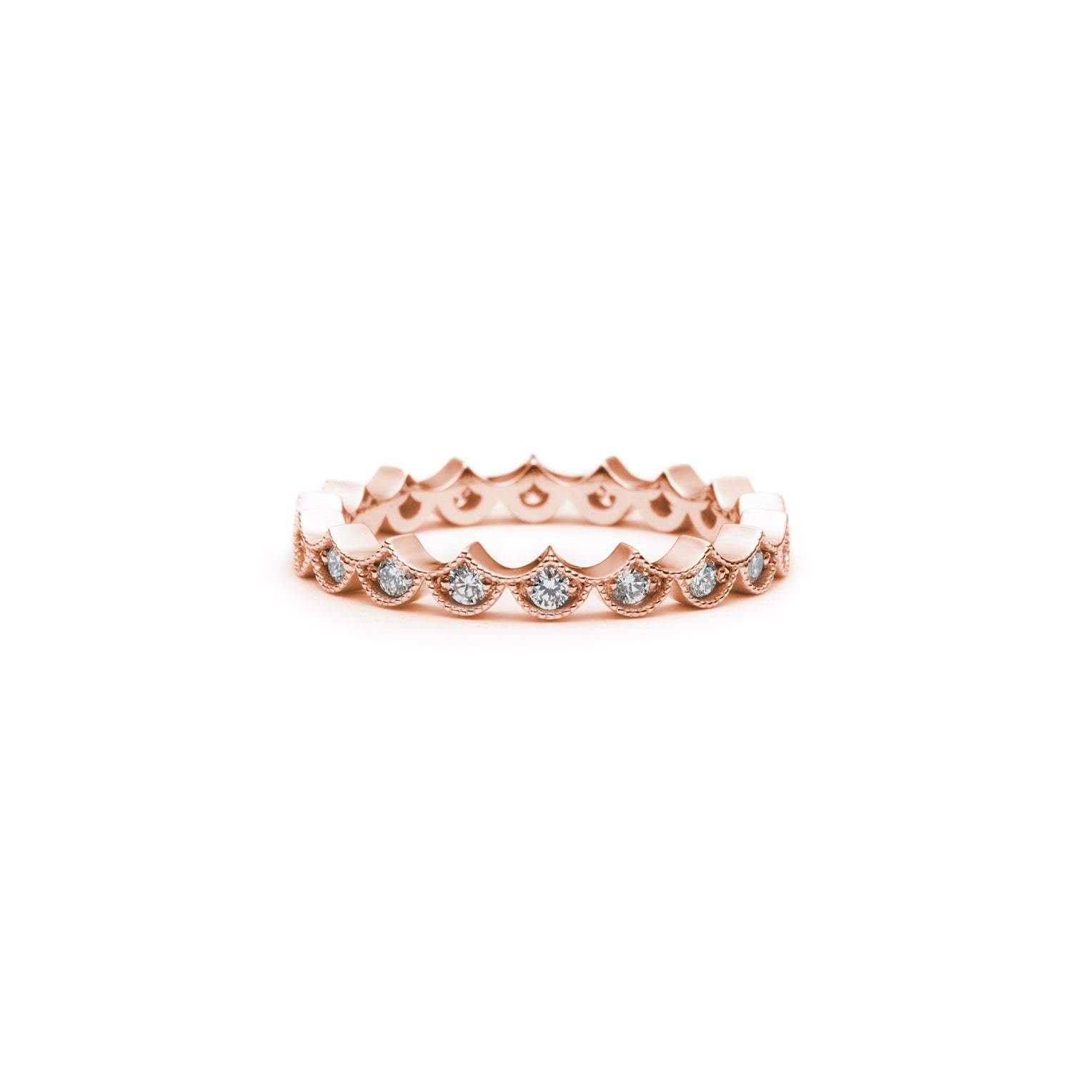 Lepia Mermaid Scales Motif Diamond Eternity Ring in Rose Gold