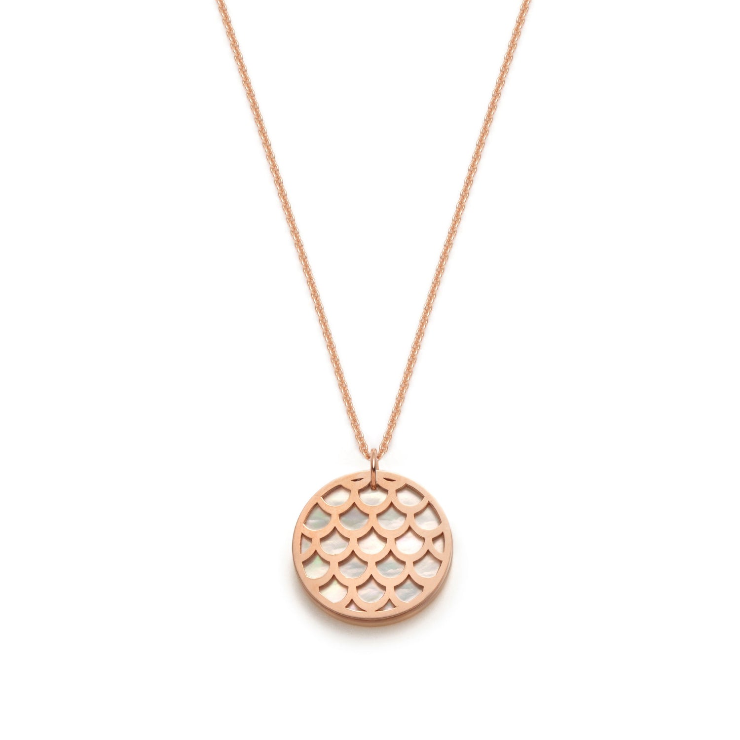 Lepia Mermaid Scales Motif Mother of Pearl Pendant in Rose Gold