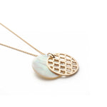 Lepia Mermaid Scales Motif Mother of Pearl Pendant in Yellow Gold Side View