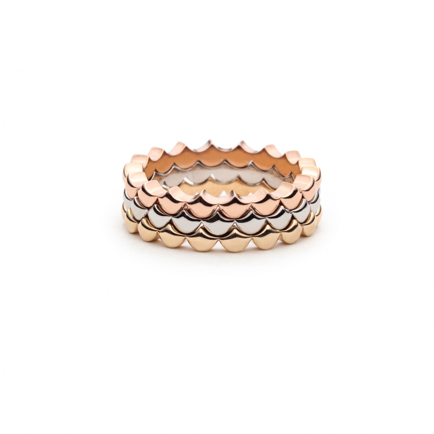 Lepia Mermaid Scales Motif Ring in Different Metals