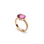 Lepia Oval-Shaped Pink Tourmaline East-West Ring in Yellow Gold Side View