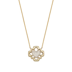 Love Blossom Diamond Pavé Step Motif Necklace in Yellow Gold