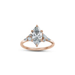 Marquise Cut Lab-Grown Diamond Cluster Floral Engagement Ring in Rose Gold Front View