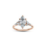 Marquise Cut Lab-Grown Diamond Cluster Floral Engagement Ring in Rose Gold Front View