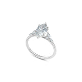 Marquise Cut Lab-Grown Diamond Cluster Floral Engagement Ring in White Gold Side View
