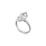 Marquise Cut Lab-Grown Diamond Hidden Halo Solitaire Engagement Ring in White Gold Side View