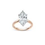 Marquise Cut Lab-Grown Diamond Hidden Halo Solitaire Engagement Ring in White and Rose Gold Front View