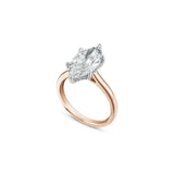 Marquise Cut Lab-Grown Diamond Hidden Halo Solitaire Engagement Ring in White and Rose Gold Side View