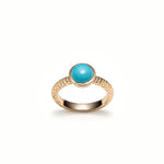 Mermaid Cabochon Turquoise Bezel Ring in Yellow Gold