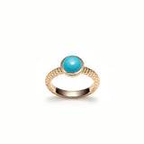 Mermaid Cabochon Turquoise Bezel Ring in Yellow Gold