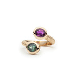 Mermaid Pink and Green Tourmaline Bypass Ring
