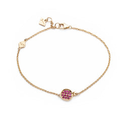 Mini Pomegranate Ruby Pavé Motif Bracelet in Yellow Gold