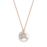 Mother of Pearl Armenian Initial Mini Pendant in Rose Gold