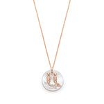 Mother of Pearl Armenian Initial Mini Pendant in Rose Gold