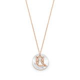 Mother of Pearl Armenian Initial Mini Pendant in Rose Gold