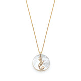Mother of Pearl Armenian Initial Mini Pendant in Yellow Gold