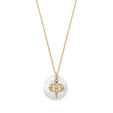 Mother of Pearl Armenian Initial Mini Pendant in Yellow Gold