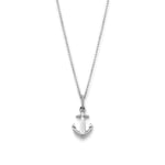 Nautical Anchor and Rope Pendant in White Gold